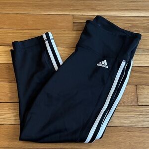 Adidas Black Cropped Leggings with White Accents